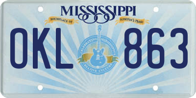 MS license plate OKL863