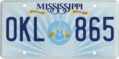MS license plate OKL865