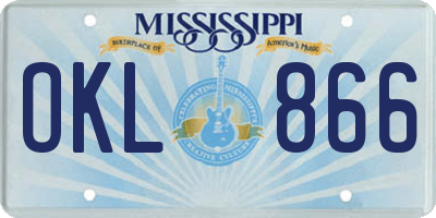 MS license plate OKL866
