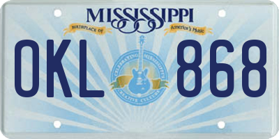 MS license plate OKL868