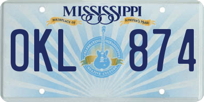 MS license plate OKL874