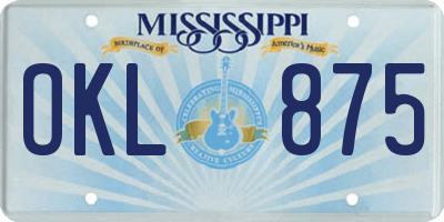 MS license plate OKL875