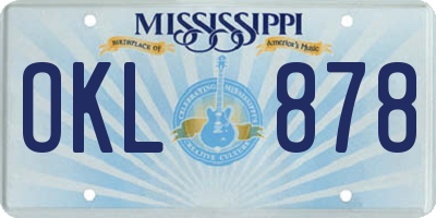 MS license plate OKL878