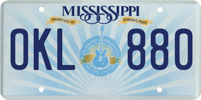 MS license plate OKL880