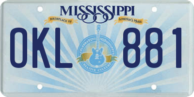 MS license plate OKL881