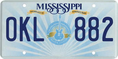 MS license plate OKL882