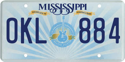 MS license plate OKL884