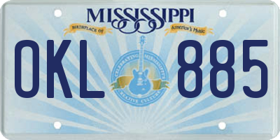 MS license plate OKL885