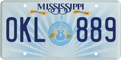 MS license plate OKL889