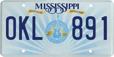 MS license plate OKL891