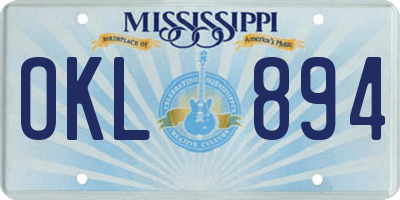MS license plate OKL894