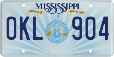 MS license plate OKL904