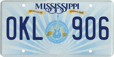 MS license plate OKL906