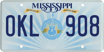 MS license plate OKL908
