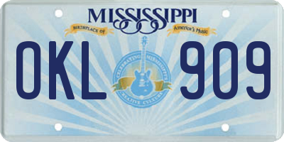 MS license plate OKL909
