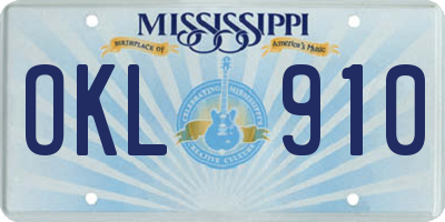MS license plate OKL910