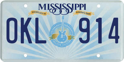 MS license plate OKL914