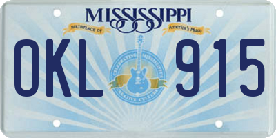 MS license plate OKL915