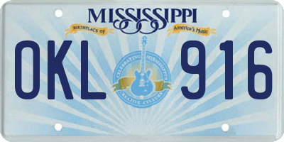MS license plate OKL916
