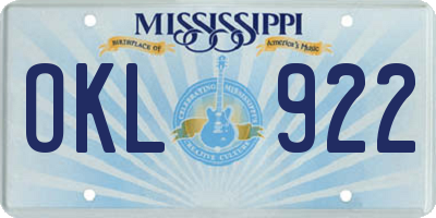MS license plate OKL922