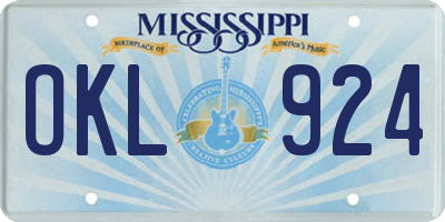 MS license plate OKL924