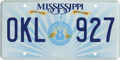 MS license plate OKL927