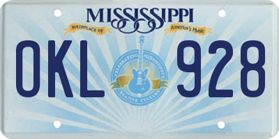 MS license plate OKL928