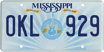 MS license plate OKL929