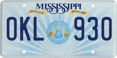MS license plate OKL930