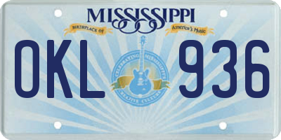 MS license plate OKL936
