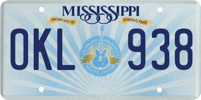 MS license plate OKL938