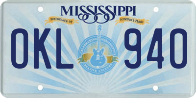 MS license plate OKL940