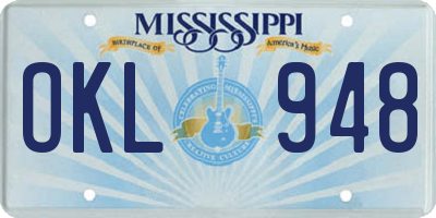 MS license plate OKL948