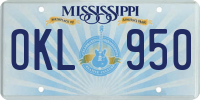 MS license plate OKL950
