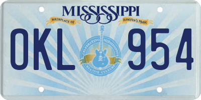MS license plate OKL954