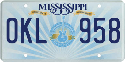 MS license plate OKL958
