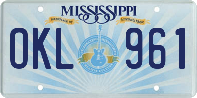 MS license plate OKL961