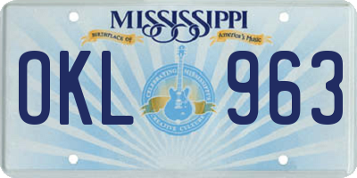 MS license plate OKL963