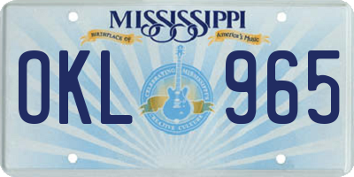MS license plate OKL965