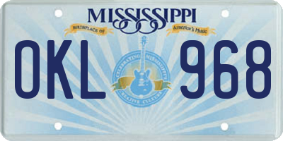 MS license plate OKL968
