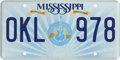 MS license plate OKL978