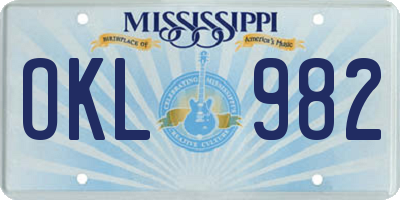 MS license plate OKL982