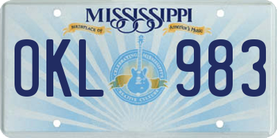 MS license plate OKL983