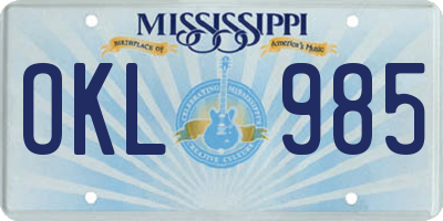 MS license plate OKL985