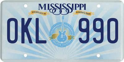MS license plate OKL990