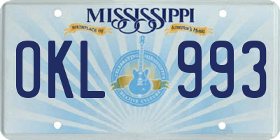 MS license plate OKL993