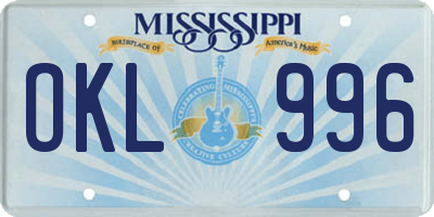 MS license plate OKL996