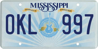 MS license plate OKL997