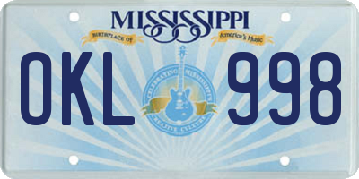 MS license plate OKL998