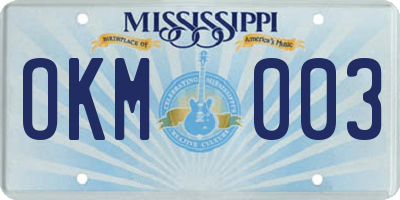 MS license plate OKM003